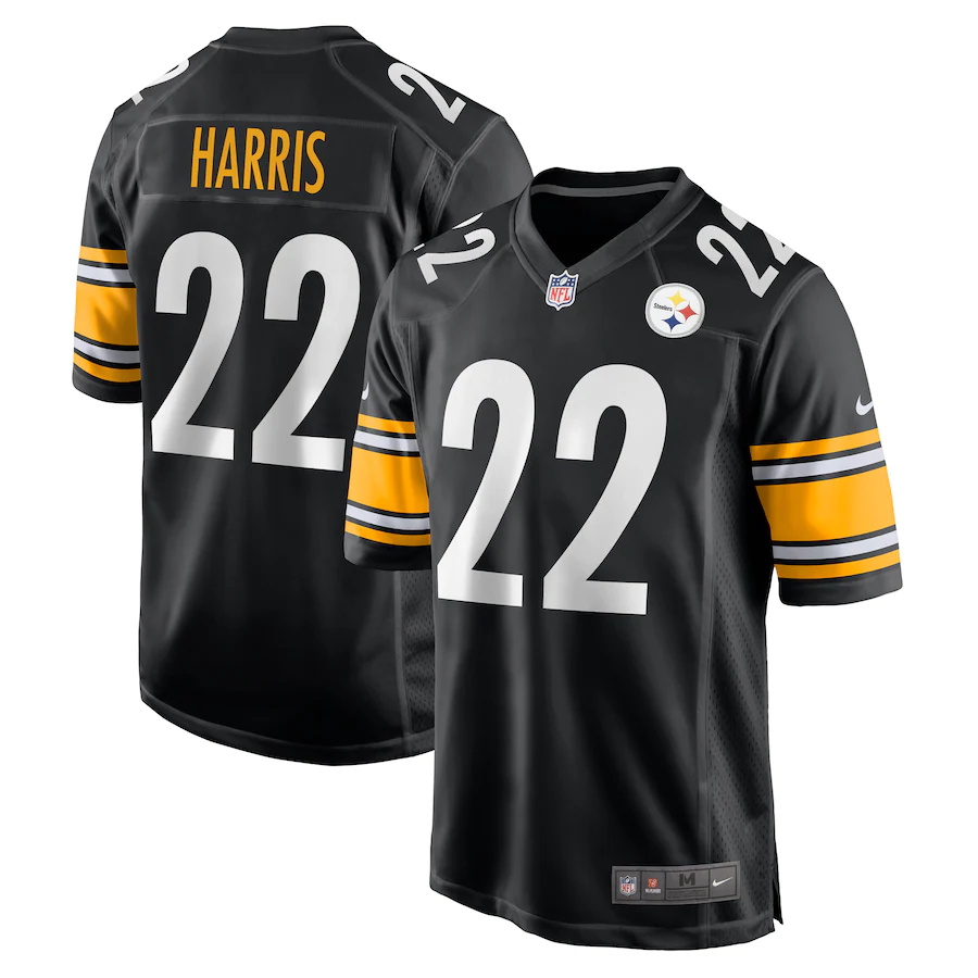 Custom Mens Pittsburgh Steelers 22 Najee Harris Nike Black 2021 NFL Draft First Round Pick Game Jersey